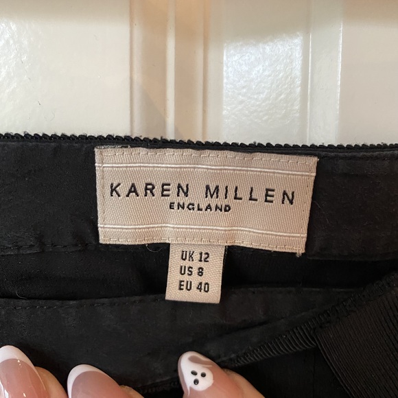 Karen Millen black floral patterned detailing midi skirt - Picture 2 of 3